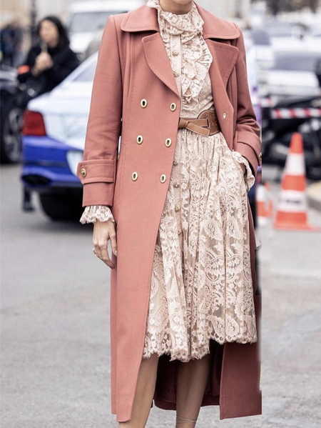 

Lapel Collar Plain Elegant Jacket, Pink, Coats