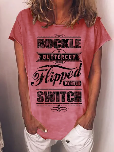 

Lilicloth X Cadzart Buckle Up You Just Flipped My Bitch Switch Womens T-Shirt, Red, T-shirts