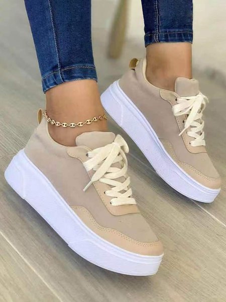 

Casual Anti-Suede Platform Shoes, Apricot, Creepers & Wedges
