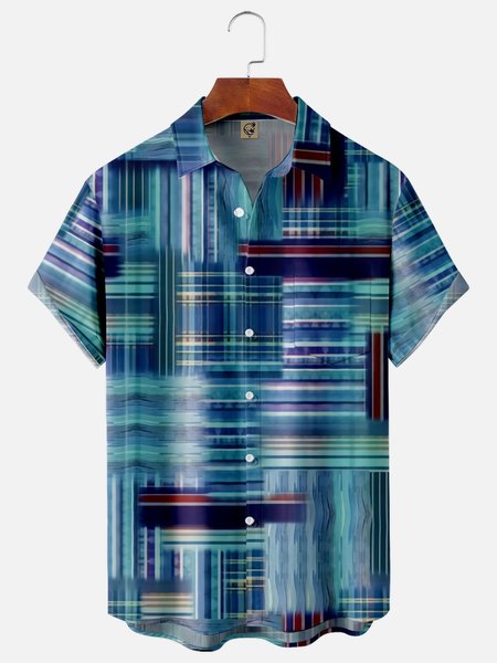 

Symphony Texture Chest Pocket Short Sleeve Casual Shirt, Blue, Men Shirts