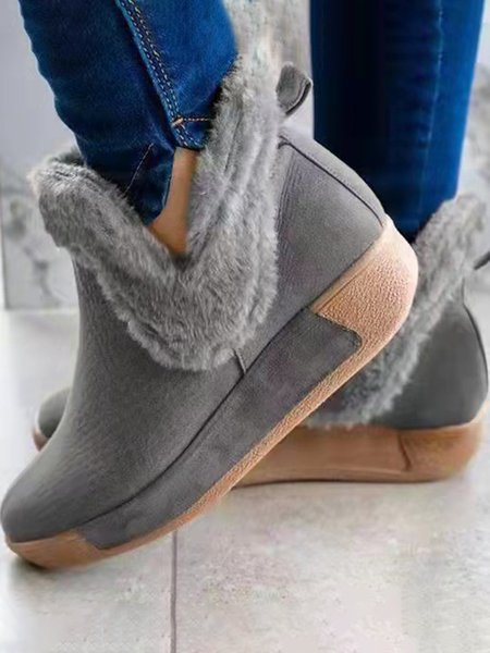 

Vintage Warm Plush Platform Booties, Gray, Boots