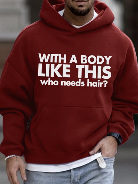 

Men's Funny Word What A Body Like This Text Letters Casual Sweatshirt, Red, Hoodies&Sweatshirts