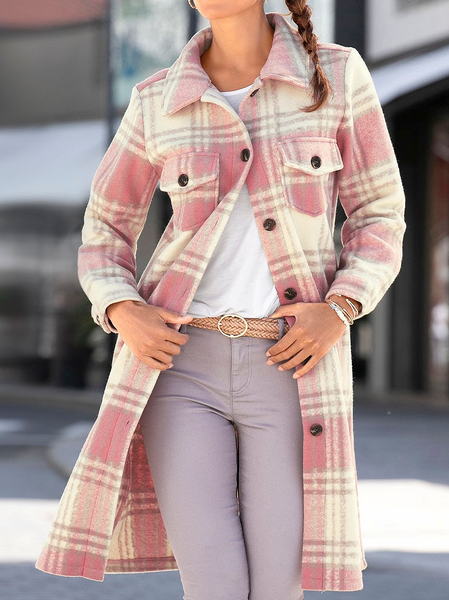 

Loose Shawl Collar Casual Other Coat, Pink, Coats