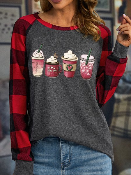 

Valentines Day Gift Womens Valentines Day Coffee Shirt, Gray, Long sleeves