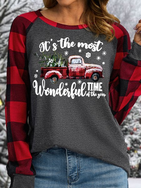 

Women's Christmas It's The Most Wonderful Time Of The Year Crew Neck Casual Top, Gray, Long sleeves