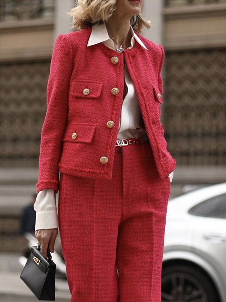 

Urban Regular Fit Plain Long Sleeve Jacket, Red, Jackets