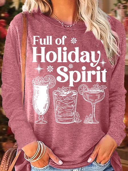 

Women's Full Of Holiday Spirit Casual Top, Rose red, Long sleeves