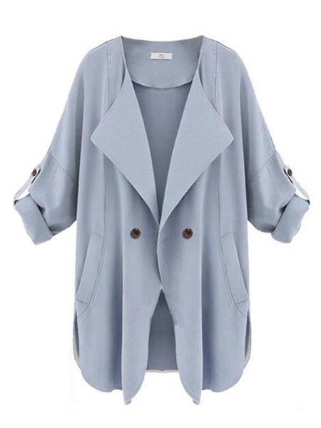 

Plain Casual V Neck Regular Fit Other Coat, Blue, Coats