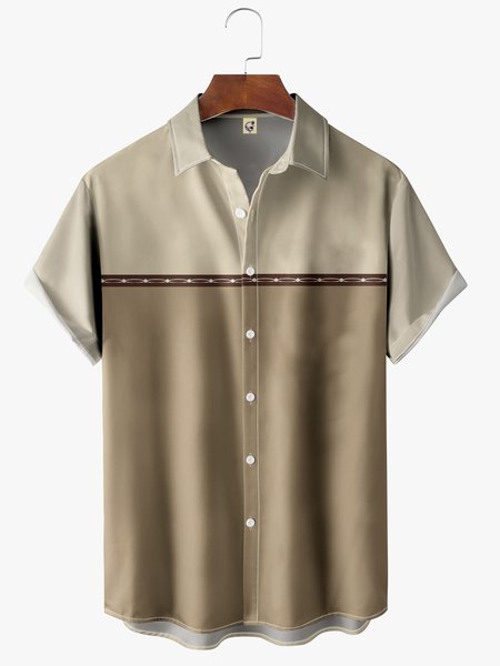 

Contrasting Colors Short Sleeve Casual Shirt, Khaki, Men Shirts