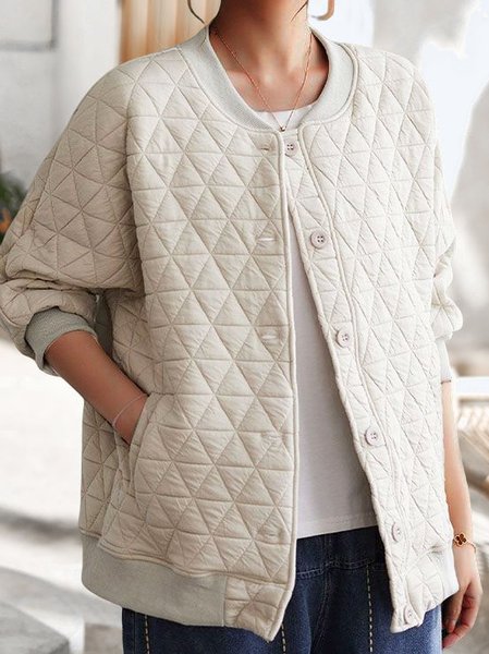 

Diamond Quilted Thermal Bomber Jacket, Off white, Jackets
