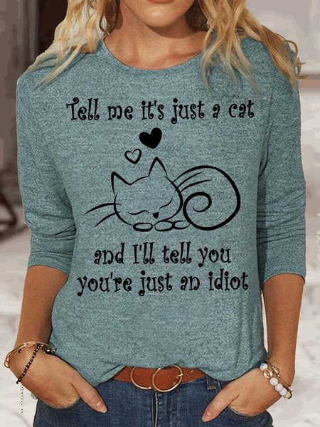 

Womenn's Cat Lover Casual Top, Green, Long sleeves