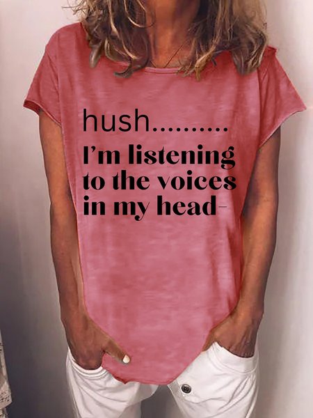 

Lilicloth X Kat8lyst Hush I'm Listing To The Voices In My Head Womens T-Shirt, Red, T-shirts