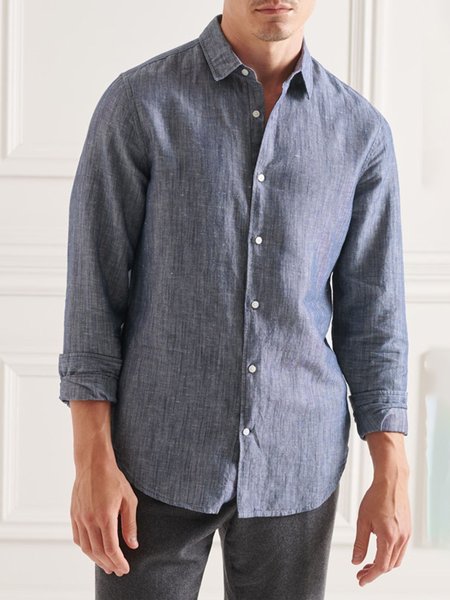 

Dark Pattern Long Sleeve Casual Shirt, Grey-blue, Long Sleeve Shirts