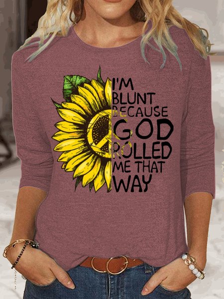 

Women's I'm blunt Casual Crew Neck Top, Rose red, Long sleeves