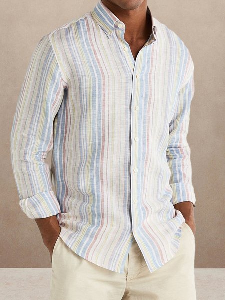

Striped Long Sleeve Casual Shirt, Multicolor, Long Sleeve Shirts