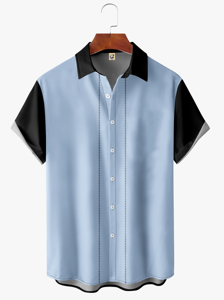 

Color Block Short Sleeve Casual Shirt, Blue, Men Shirts