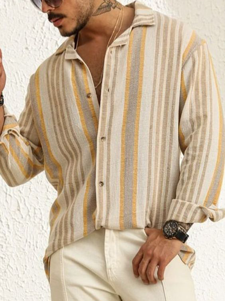 

Striped Long Sleeve Casual Shirt, As picture, Long Sleeve Shirts