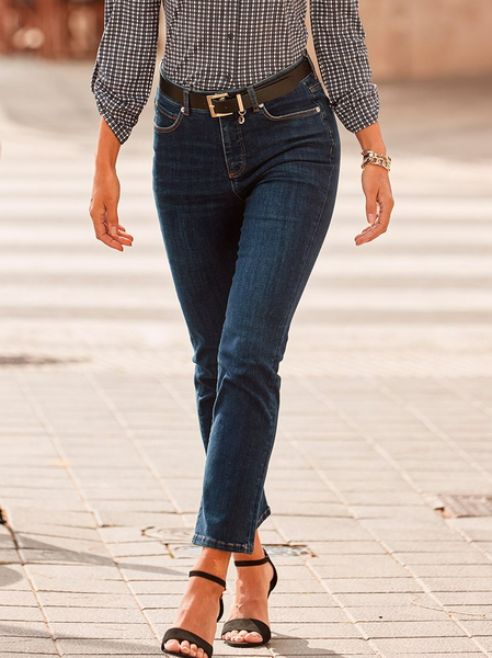 

Casual Denim Plain Regular Fit Jean, Dark blue, Jeans