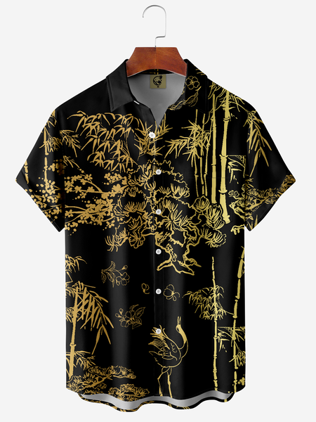 

Black Gold Bamboo Chest Pocket Short Sleeve Shirt, Men Shirts