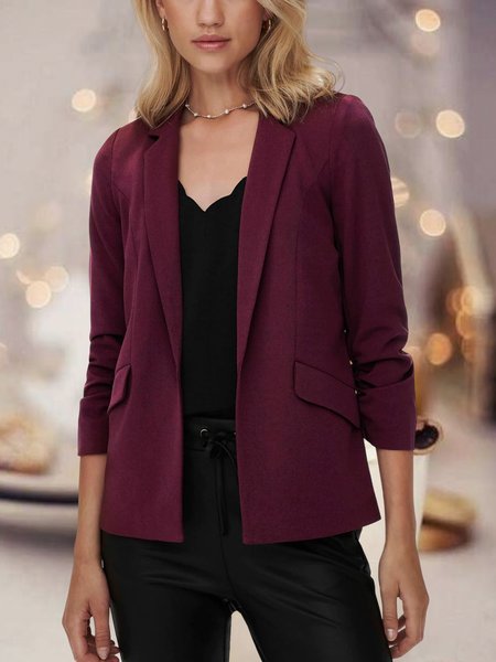 

Loose Cross Neck Urban Blazer, Red, Outerwear