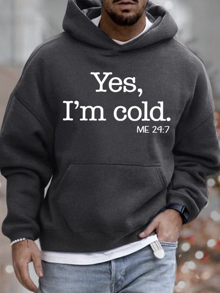 

Mens Yes I Am Cold Funny Graphics Printed Text Letters Loose Hoodie Sweatshirt, Deep gray, Hoodies&Sweatshirts