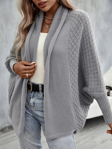 

Casual Plain Sweater Coat, Gray, Outerwear