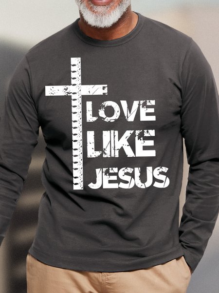 

Lilicloth X Jessanjony Love Like Jesus Mens Long Sleeve T-Shirt, Gray, Long Sleeves