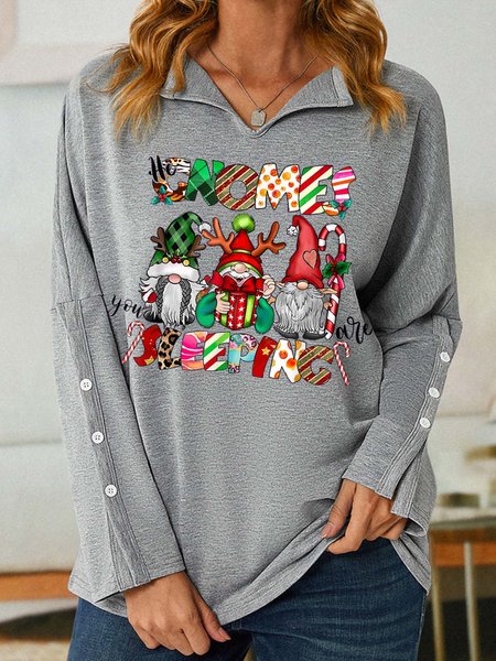 

Women’s Merry Christmas Gnomes Sleeping Regular Fit Shawl Collar Casual Sweatshirt, Gray, Hoodies&Sweatshirts
