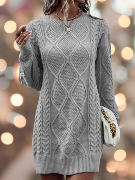 

Cable Knit Sweater Dress, Gray, Dresses