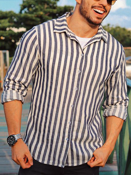 

Striped Long Sleeve Casual Shirt, As picture, Long Sleeve Shirts