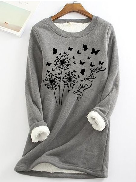 

Women‘s Scatter Kindness Dandelion Butterflies Warmth Fleece Sweatshirt, Gray, Hoodies&Sweatshirts