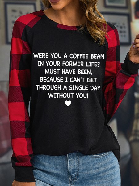 

Lilicloth X Anora Were You A Coffee Bean In your Former Life Womens Long Sleeve Buffalo Plaid T-Shirt, Black, Long sleeves