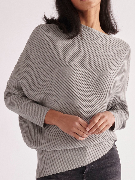 

Elegant Crew Neck Regular Fit Sweater, Gray, Pullovers