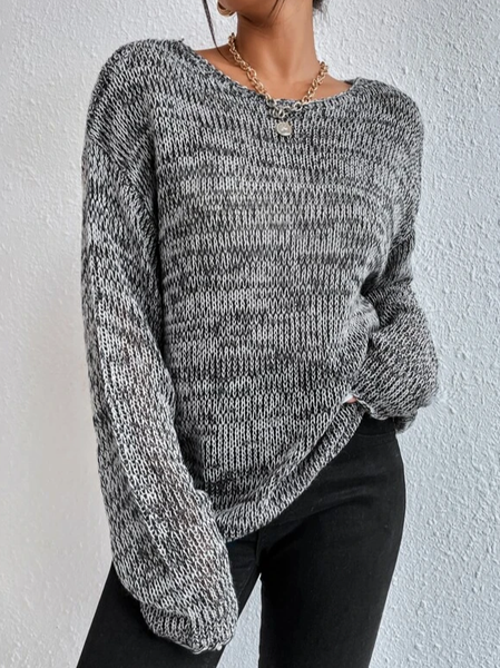 

Wool/Knitting Casual Plain Loose Sweater, Gray, Sweaters & Cardigans