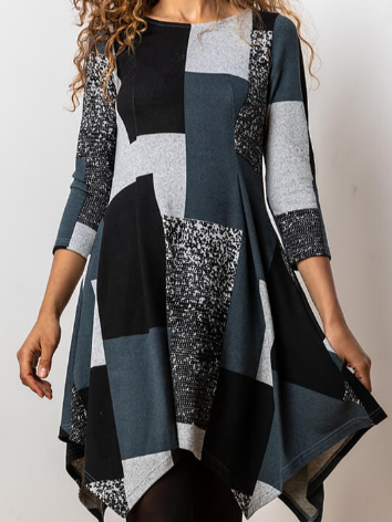 

Crew Neck Color Block Regular Fit Dress, Multicolor, Mini Dresses