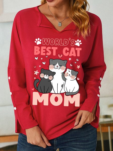 

Lilicloth X Manikvskhan Worlds Best Cat Mom Womens Shawl Collar Sweatshirt, Red, Hoodies&Sweatshirts