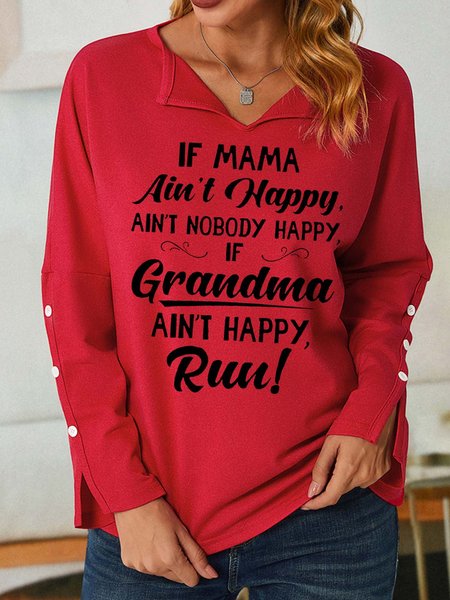 

Women’s If Grandma Ain’t Happy Run Text Letters Regular Fit Casual Sweatshirt, Red, Hoodies&Sweatshirts