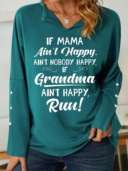 

Women’s If Grandma Ain’t Happy Run Text Letters Regular Fit Casual Sweatshirt, Green, Hoodies&Sweatshirts