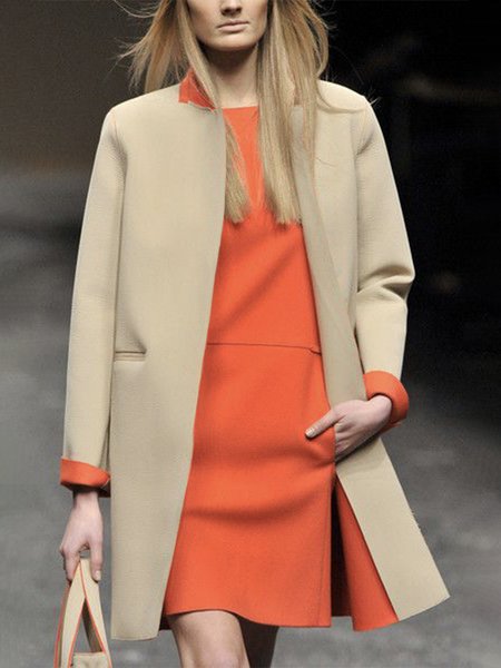 

Urban Loose Long Sleeve Overcoat, Khaki, Coats