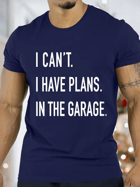 

Men's I Can't I Have Plans In The Garage Funny Valentine's Day Graphics Print Casual Text Letters T-Shirt, Purplish blue, T-shirts