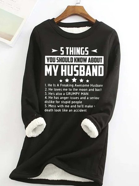 

Women’s 5 Things You Should Know About My Husband Casual Loose Sweatshirt, Black, Hoodies&Sweatshirts