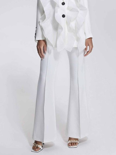 

Daily Regular Fit Elegant Plain Fashion Pants, White, Pants