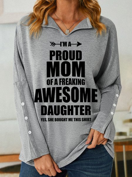 

Lilicloth X Y Gift For Mom Im A Proud Mom Of A Freaking Awesome Daughter Womens Shawl Collar Sweatshirt, Gray, Hoodies&Sweatshirts