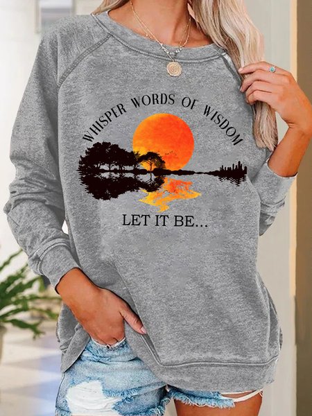

Women's Whisper Words of Wisdom Let it Be Simple Text Letters Sweatshirt, Gray, Hoodies&Sweatshirts