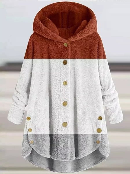 

Plain Fluff/Granular Fleece Fabric Casual Teddy Coat, Multicolor, Outerwear