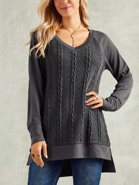 

Casual V Neck Plain Sweatshirt, Gray, Sweatshirts & Hoodies