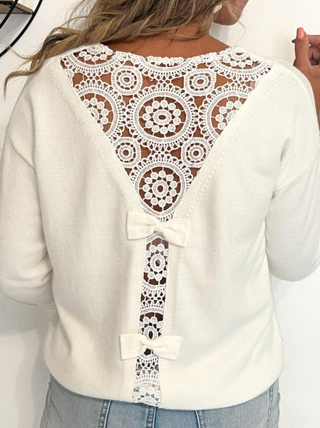 

Casual V Neck Wool/Knitting Regular Fit Sweater, White, Sweaters