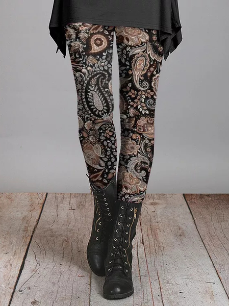 

Tight Vintage Paisley Leggings, Multicolor, Leggings