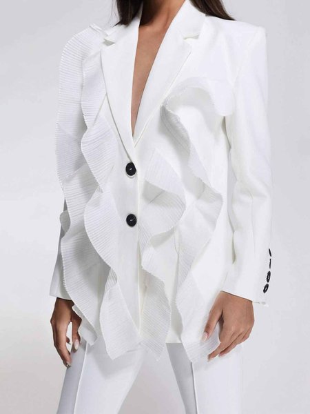 

Daily Long sleeve Elegant Regular Fit Lapel Collar Blazer, White, Blazers