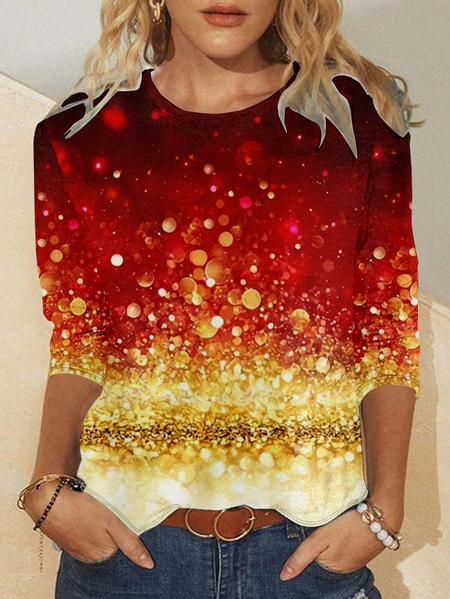

Women's Crew Neck Christmas Casual Top, As picture, Long sleeves